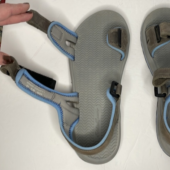 Eddie Bauer Velcro  dark grey with light blue sandals women’s size 10 - Picture 8 of 13